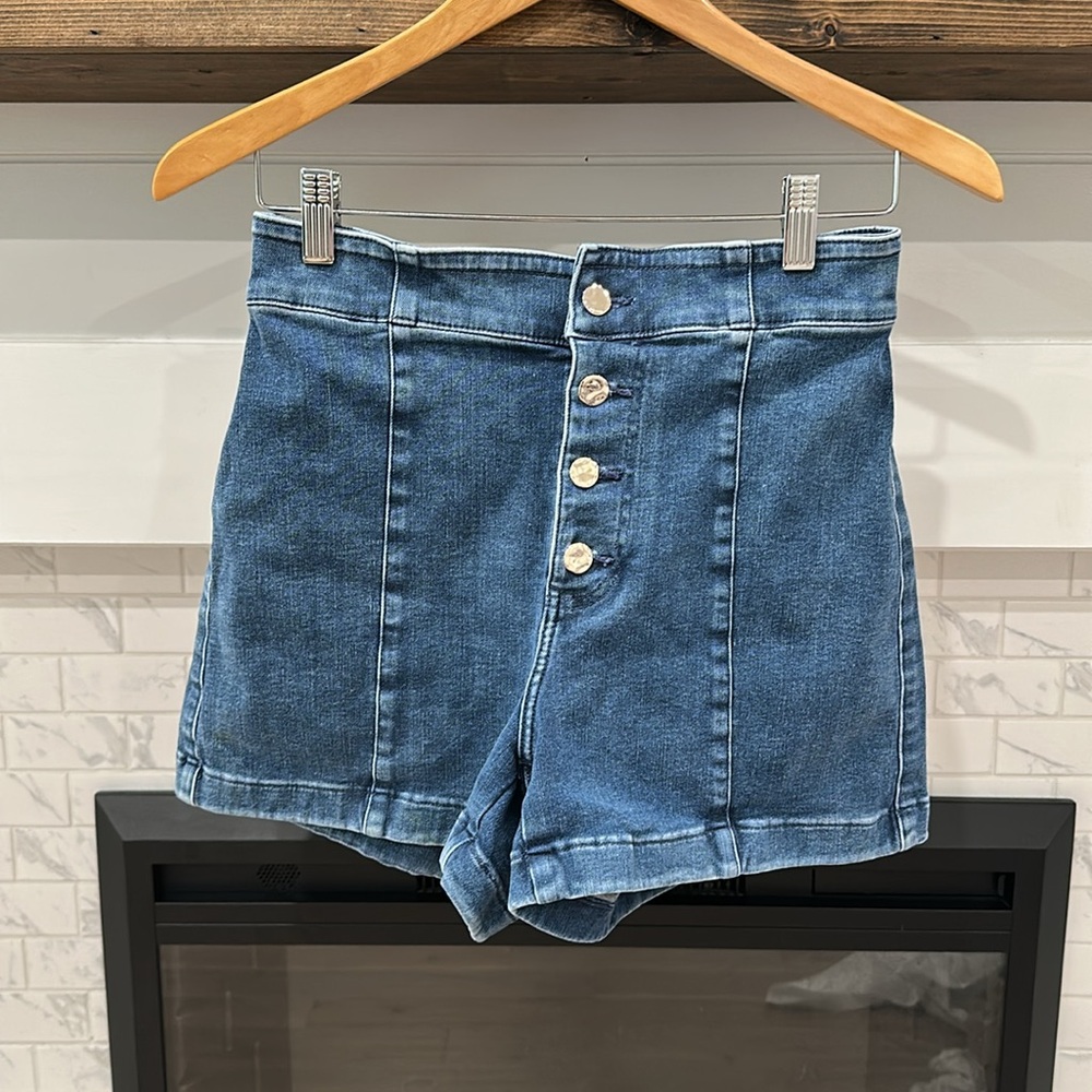 Express Dark Blue wash Denim shorts midi super high rise stretch 3 for $20